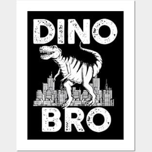 Dino-Bro Brother Dinosaur Family Matching Posters and Art